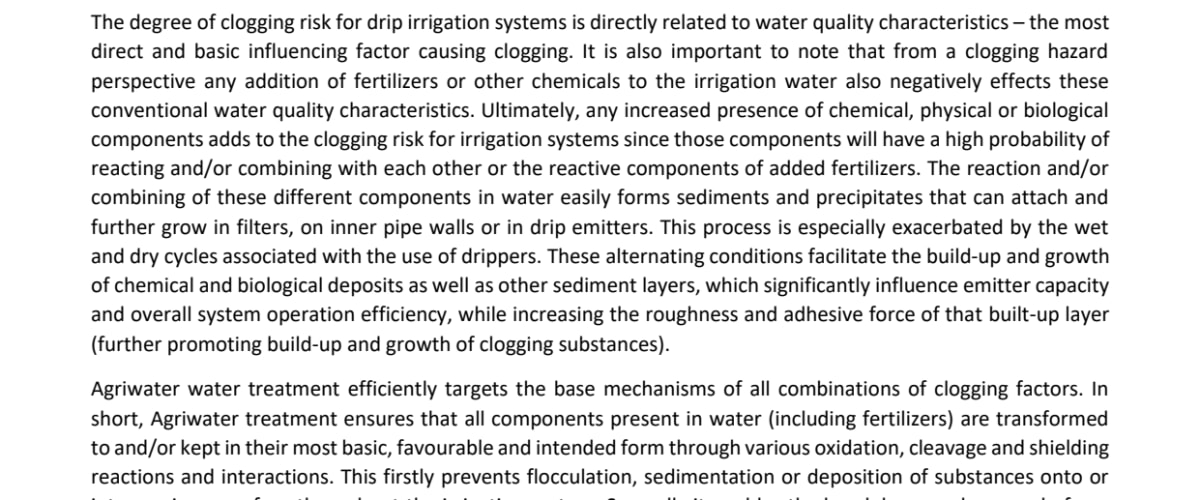 AgriWater Treatment on Drip Irrigation Performance and Uniformity 