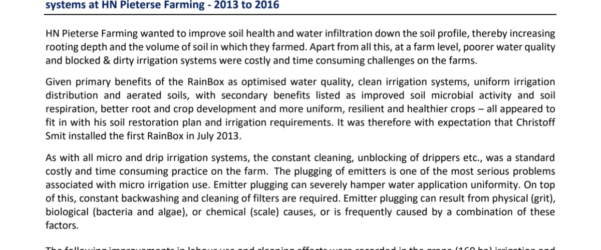 Agriwater Cleaning and Maintinance of Drippers 2013-2016 - Citrus